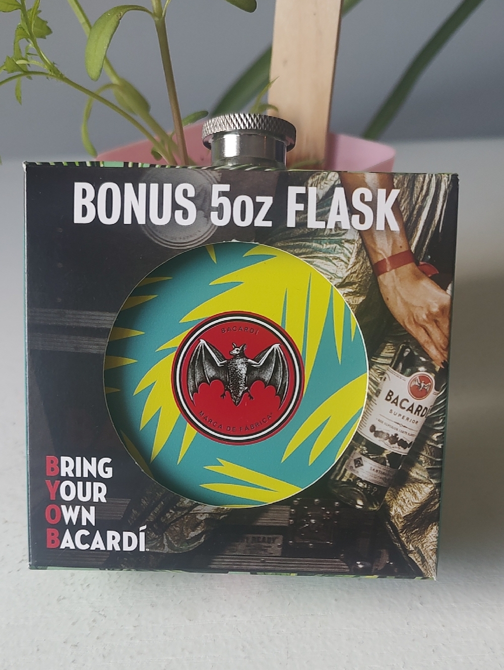 Brand New Bacardi Stainless Steel 5oz Flask